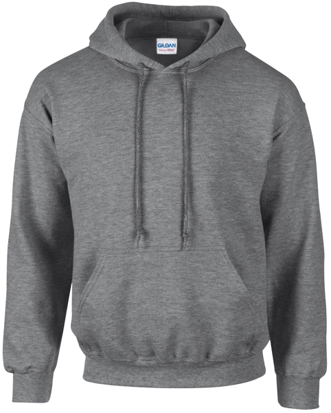 Heavy Blend Hooded Sweatshirt in grey with double lined hood, pouch pocket and drawstrings