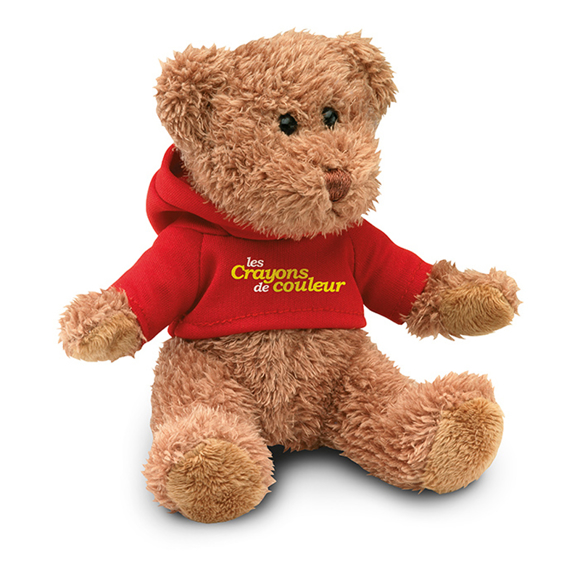 johnny bear with red hooded sweater
