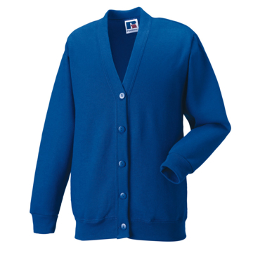 Kids Cardigan in blue with set in sleeves and 5 buttons