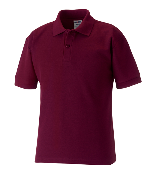 Kids Polo Shirt in burgundy with collar, 2 buttons and flat knit cuffs