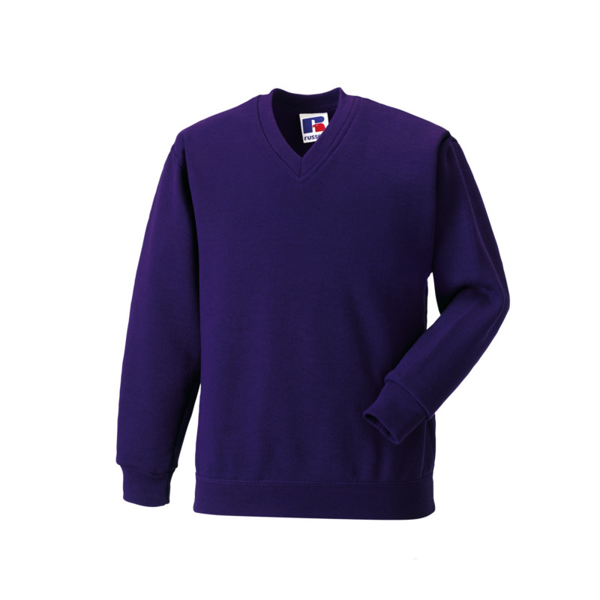Kids V Neck Sweatshirt in purple with set in sleeves and side seams