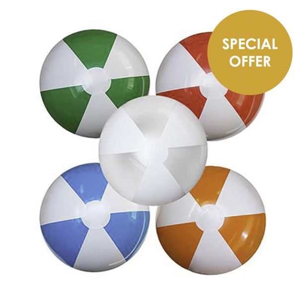 Large Beach Ball in green, red, clear, blue and orange and white