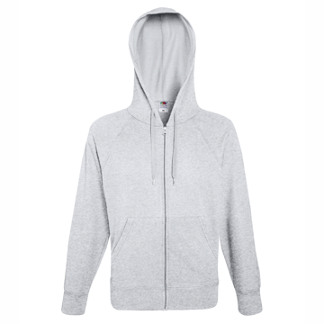 Lightweight Full Zip Hoodie in grey with drawstrings