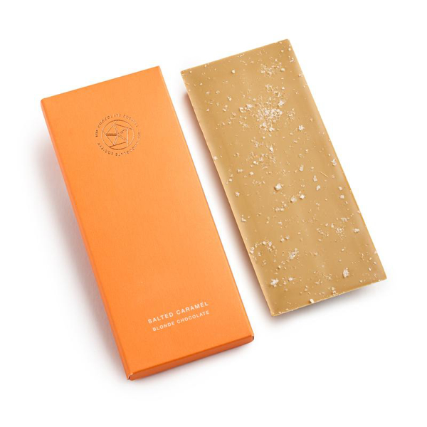 Blonde chocolate bar in a card outer wrapper