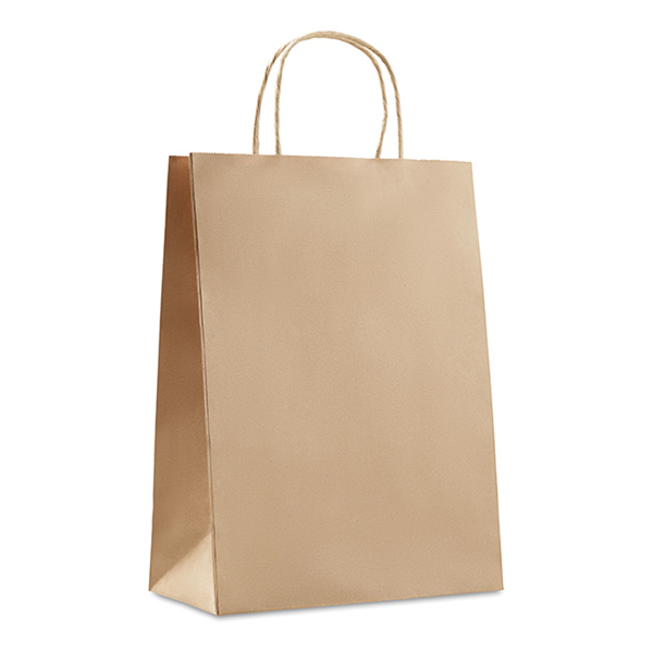 Large sized environmentally friendly gift paper bag in brown