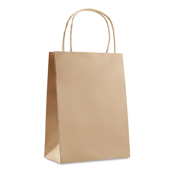 Small size gift paper bag with rope handles in brown