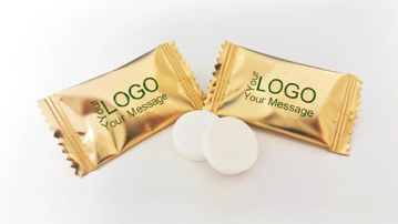 small mints in individual wrapper