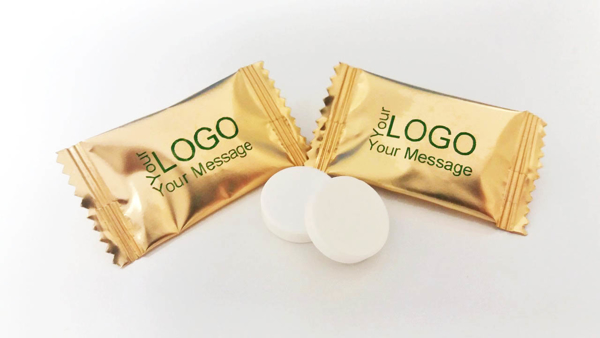 small mints in individual wrapper