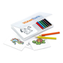 recreation colouring set with coloured in sheets