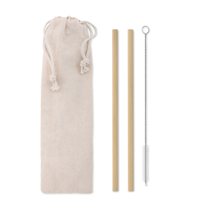 bamboo straw set in cotton pouch
