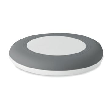 Wireless charging pad with retractable cable in grey
