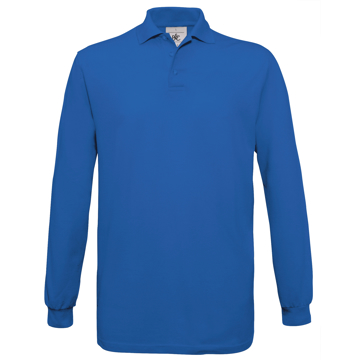 Safran Long Sleeve Polo in blue with collar and 3 buttons