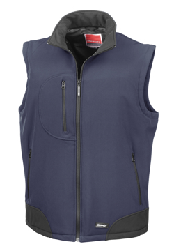 Softshell Bodywarmer in navy with black panels and full front zip