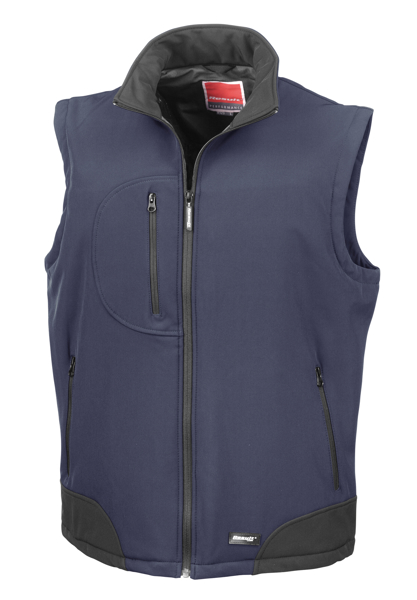 Softshell Bodywarmer in navy with black panels and full front zip