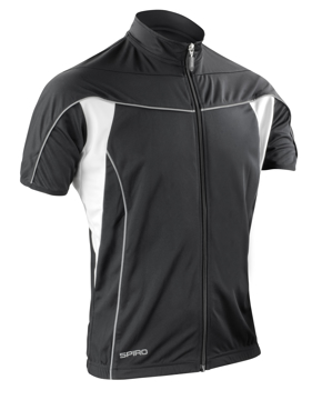 Spiro Bikewear full zip in black with reflective piping and white contrast panels