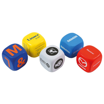 Stress decision dice in various colours