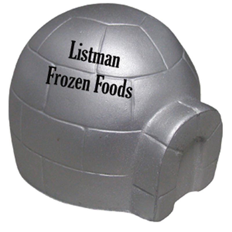 Silver Igloo stress toy branded with a company logo