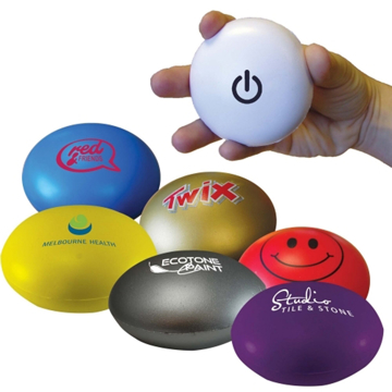 Flat, round stress reliever toy available in many different colours