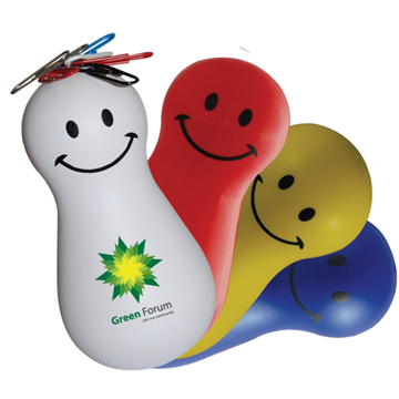 Stress wobblers in white, red, yellow and blue