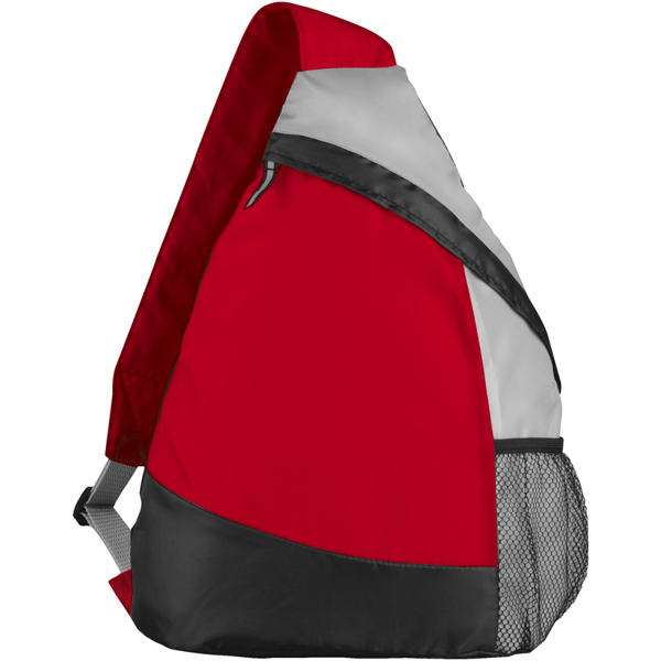 Armada Sling Backpack in red, grey and black