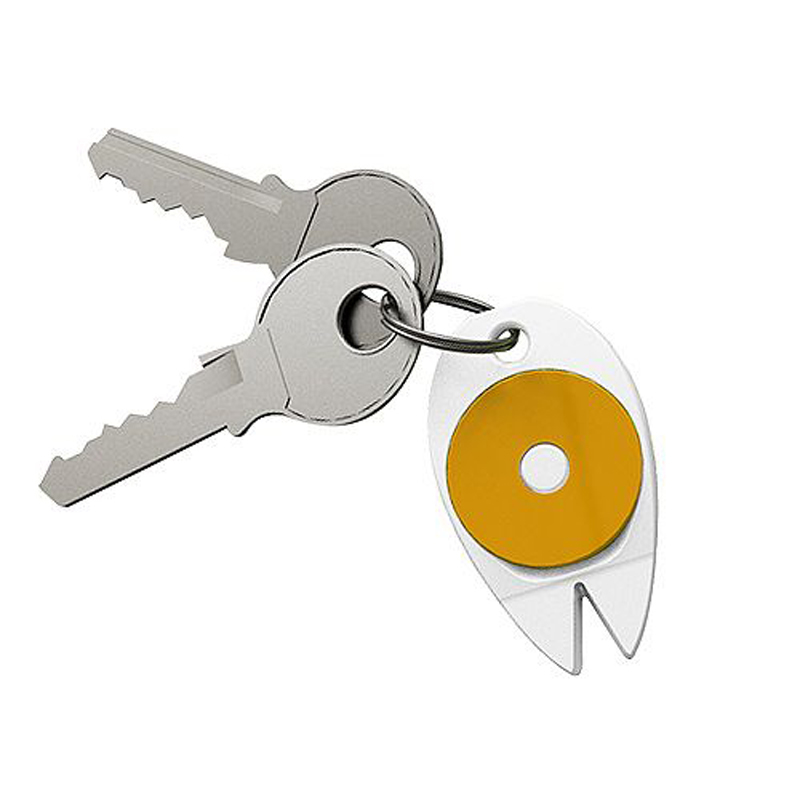 Tick Key Fob in white with orange trolley coin