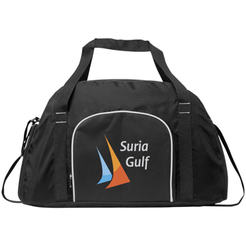 Track Sport Duffel in black with full colour print logo