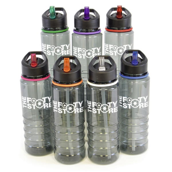 Dark grey drinks bottle available in a range of trim colours