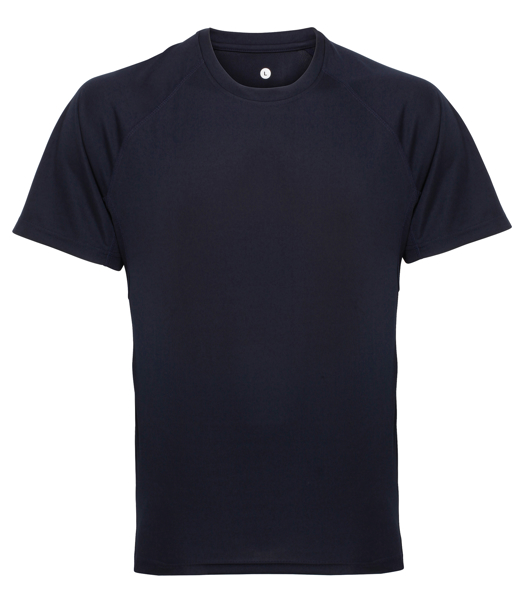 TriDri Panelled Tech Tee in navy with crew neck