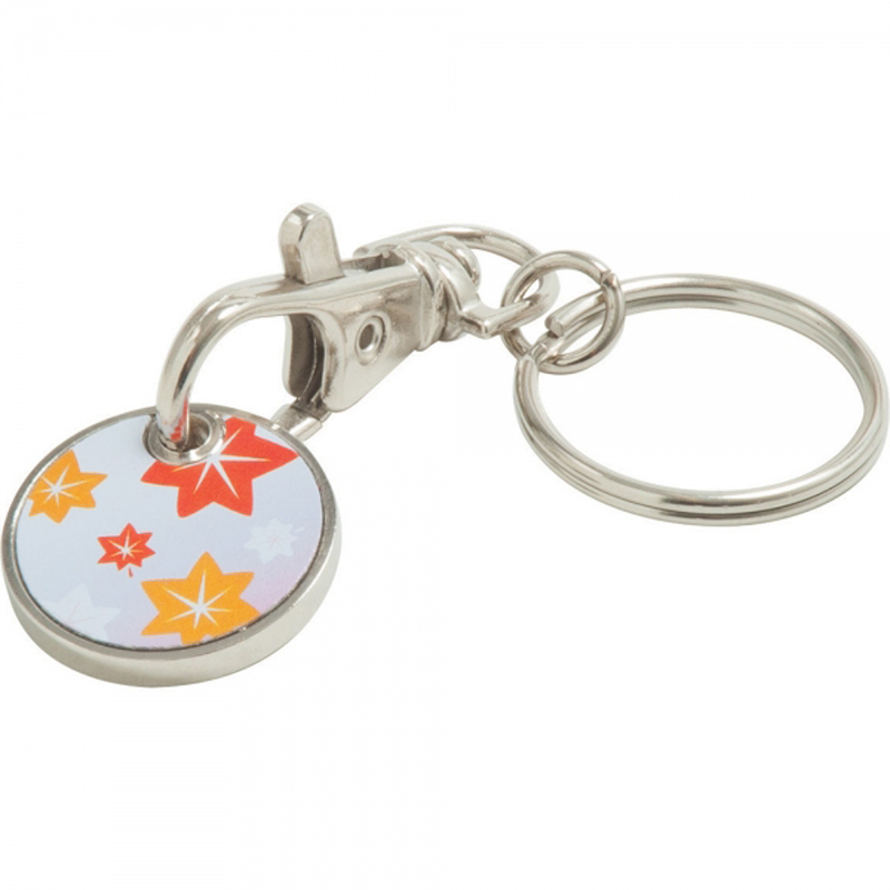 trolley coin keyring with floral print