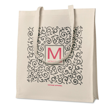 Twill cotton natural shopper bag with large print on the front