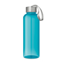 Transparent blue drinks bottle with grey strap and lid
