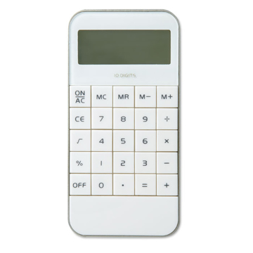 white sleek design calculator with silver trim
