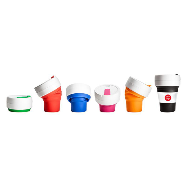 6 collapsible drinks cups in a variety of colours