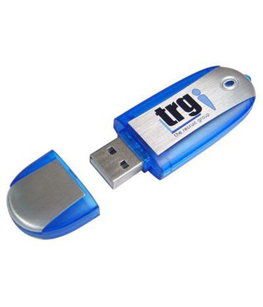 Aluminium Memory Stick with blue details and 2 colour print logo