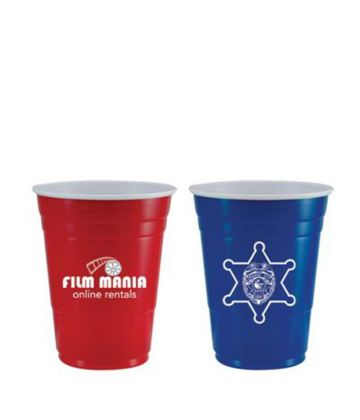 blue and red american party style cups