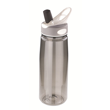 Aqua Water Bottle with grey and white lid and transparent grey body