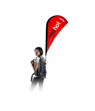 Backpack Flag teardrop in red with 2 colour print logo