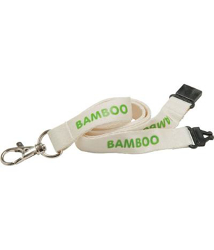 Bamboo 15mm Eco Lanyard in white with 1 colour print logo