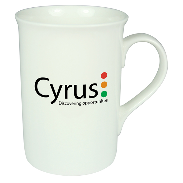 bone china white windsor mug with 4 colour branding