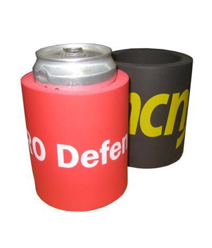 Can Cooler in red and black with 1 colour print logo