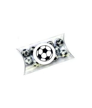 Large Clear Pillow Pouch Containing Chocolate Footballs