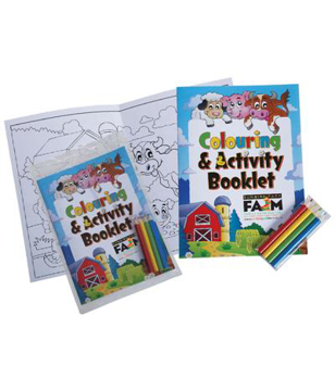 A5 Colouring Book Set with 4 pack of mini colouring pencils and and full colour print to the outer cover