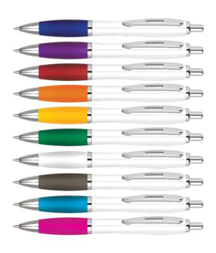 10 white contour pens with different coloured grips