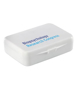 white plastic first aid box with 2 colour branding to top