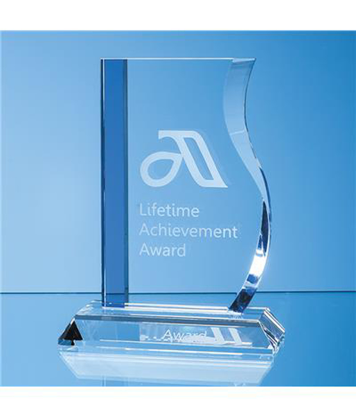 Crystal Blueline Wave Award with engraving