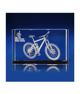 Crystal Cube with bike and logo