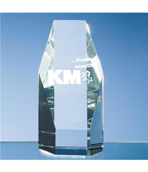 Crystal Hexagon Award with engraving