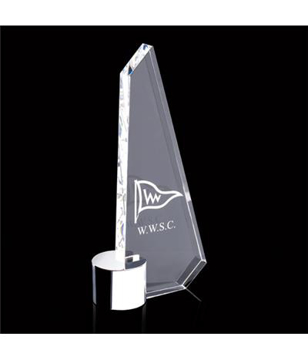 Crystal Sail Award on Metal Mount