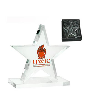 crystal star award with branding to front