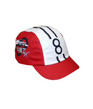 Cycle Cap in red and white with and full colour print logo
